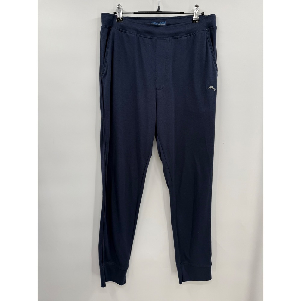 Tommy Bahama Medium Joggers Mens Navy Blue Stretch Marlin Logo‎ Drawstring Pants
